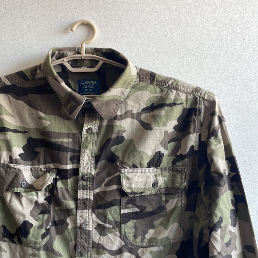 Camo Button Down Shirt Lavon 2XL
